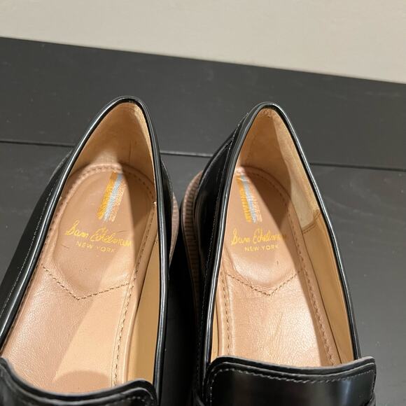 Sam Edelman Glossy Black Loafers with Gold Accent - Picture 13 of 13